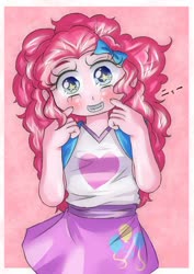 Size: 724x1023 | Tagged: safe, artist:araiiara123, pinkie pie, equestria girls, g4, female, grin, looking at you, smiling, solo, starry eyes, wingding eyes