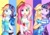 Size: 1023x724 | Tagged: safe, artist:araiiara123, applejack, fluttershy, pinkie pie, rainbow dash, rarity, sci-twi, twilight sparkle, equestria girls, g4, magical mystery cure, my little pony equestria girls: better together, my little pony: friendship is magic, clothes, clothes swap, cutie mark, cutie mark on clothes, equestria girls interpretation, humane five, humane six, pinkamena diane pie, scene interpretation, what my cutie mark is telling me