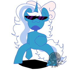 Size: 500x500 | Tagged: safe, artist:c00zers, oc, oc:fleurbelle, alicorn, pony, :3, alicorn oc, bow, female, glasses, hair bow, horn, mare, simple background, transparent background, watermark