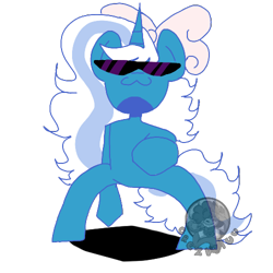 Size: 500x500 | Tagged: safe, artist:c00zers, oc, oc:fleurbelle, alicorn, pony, :3, alicorn oc, bow, female, glasses, hair bow, horn, mare, simple background, solo, transparent background, watermark