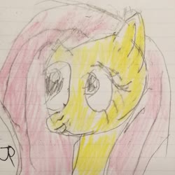 Size: 1844x1844 | Tagged: safe, artist:joeydr, fluttershy, pegasus, pony, g4, female, lined paper, mare, signature, solo, traditional art