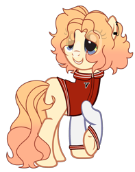 Size: 1545x1961 | Tagged: safe, artist:pegasski, artist:rukemon, oc, oc only, oc:virumi, earth pony, pony, g4, base used, blank flank, clothes, commission, ear piercing, earring, female, grin, jersey, jewelry, mare, piercing, raised hoof, simple background, smiling, solo, transparent background, underhoof