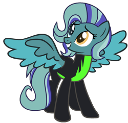 Size: 1214x1170 | Tagged: safe, artist:raini_bases, artist:rukemon, oc, oc only, oc:thundersky (ice1517), pegasus, pony, icey-verse, base used, clothes, commission, female, grin, heterochromia, magical gay spawn, mare, multicolored hair, offspring, parent:open skies, parent:thunderlane, parents:thunderskies, simple background, smiling, solo, spread wings, transparent background, uniform, washouts uniform, wings
