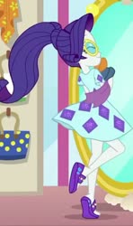Size: 720x1213 | Tagged: safe, screencap, rarity, equestria girls, equestria girls specials, g4, my little pony equestria girls: better together, my little pony equestria girls: spring breakdown, beautiful, clothes, cropped, dress, eyes closed, feet, female, happy, legs, mirror, sandals, solo, sundress, sunglasses, teenager
