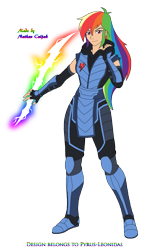 Size: 1767x2932 | Tagged: safe, artist:pyrus-leonidas, part of a set, rainbow dash, human, series:mortal kombat:defenders of equestria, g4, alternate hairstyle, boots, clothes, crossover, female, fingerless gloves, gloves, hood, humanized, lighting, lightning, looking at you, mortal kombat, pants, part of a series, rainbow, shoes, simple background, smiling, solo, transparent background, video game crossover, weapon, woman