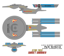 Size: 820x720 | Tagged: safe, artist:jrshinkansenhorse, sunset shimmer, star trek: sunset shimmer, g4, alternate design, design, simple background, spaceship, starfleet, starship, transparent background, uss sunset shimmer