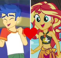 Size: 1204x1148 | Tagged: safe, edit, edited screencap, screencap, flash sentry, sunset shimmer, equestria girls, equestria girls specials, g4, my little pony equestria girls: better together, my little pony equestria girls: forgotten friendship, my little pony equestria girls: spring breakdown, clothes, female, male, ship:flashimmer, shipping, shipping domino, straight, swimsuit