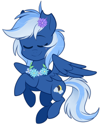 Size: 1621x2000 | Tagged: safe, artist:higglytownhero, oc, oc only, oc:lunacy, pegasus, pony, floral necklace, flower, flower in hair, simple background, solo, transparent background, ych result