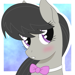 Size: 1109x1109 | Tagged: safe, artist:dyonys, octavia melody, earth pony, pony, g4, blushing, bowtie, bust, cute, female, mare, open mouth, solo, tavibetes