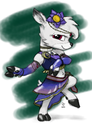 Size: 1200x1650 | Tagged: safe, artist:trefoiler, oc, oc only, oc:maple (colt quest), deer, fawn, colt quest, abstract background, arm warmers, belly dancer outfit, bipedal, clothes, cloven hooves, collar, crossdressing, dancing, flower, jewelry, looking at you, male, midriff, simple background, skirt, smiling, solo, transparent background
