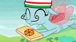Size: 1083x608 | Tagged: safe, edit, edited screencap, screencap, ocellus, changeling, g4, cute, diaocelles, food, pizza, solo
