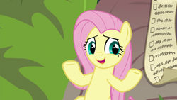 Size: 1920x1080 | Tagged: safe, screencap, fluttershy, pony, g4, she talks to angel, checklist, female, mare, solo