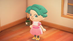 Size: 1280x720 | Tagged: safe, cozy glow, human, g4, animal crossing, clothes, cozybetes, cute, dress, female, game screencap, humanized, puffy sleeves, screenshots, solo