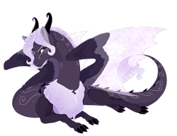 Size: 3500x2700 | Tagged: safe, artist:gigason, oc, oc only, draconequus, hybrid, high res, interspecies offspring, offspring, parent:discord, parent:tempest shadow, parents:tempestcord, prone, simple background, solo, transparent background