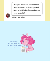 Size: 757x924 | Tagged: safe, artist:ask-pinkie-polkadot-pie, pinkie pie, pony, tumblr:ask-pinkie-polkadot-pie, g4, alternate hairstyle, female, solo, waiver