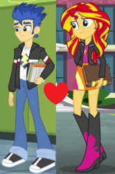 Size: 392x589 | Tagged: safe, edit, edited screencap, screencap, flash sentry, sunset shimmer, equestria girls, g4, female, heart, male, ship:flashimmer, shipping, shipping domino, straight