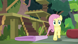 Size: 1280x720 | Tagged: safe, screencap, fluttershy, pony, g4, she talks to angel, female, mare, running, solo, sweet feather sanctuary