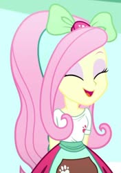 Size: 734x1045 | Tagged: safe, screencap, fluttershy, equestria girls, g4, my little pony equestria girls: summertime shorts, pet project, bow, clothes, cropped, cute, daaaaaaaaaaaw, female, hnnng, paw prints, shyabetes, solo
