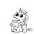 Size: 525x511 | Tagged: safe, artist:jargon scott, ocellus, changedling, changeling, g4, bugs doing bug things, cute, diaocelles, female, food, happy, monochrome, simple background, solo, sugar (food), upscaled, white background