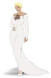 Size: 2093x3166 | Tagged: safe, artist:eve-ashgrove, applejack, human, g4, alternate hairstyle, beautiful, big breasts, breasts, busty applejack, clothes, dress, ear piercing, earring, evening dress, evening gloves, evening gown, fingerless elbow gloves, fingerless gloves, gloves, gown, high heels, high res, huge breasts, humanized, jewelry, lace, lipstick, long gloves, makeup, necklace, piercing, purse, ring, shoes, short hair, smiling, wedding ring
