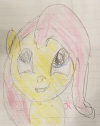 Size: 1960x2452 | Tagged: safe, artist:joeydr, fluttershy, pegasus, pony, g4, female, lined paper, mare, signature, solo, traditional art