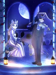 Size: 3000x4000 | Tagged: safe, artist:iimd, artist:imd, oc, oc only, pony, unicorn, anthro, anthro oc, commission, duo, female, high res, male, mare, music, romantic, stallion