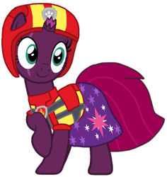 Size: 896x948 | Tagged: safe, artist:徐詩珮, fizzlepop berrytwist, tempest shadow, pony, unicorn, series:sprglitemplight diary, series:sprglitemplight life jacket days, series:springshadowdrops diary, series:springshadowdrops life jacket days, g4, alternate universe, base used, broken horn, clothes, eye scar, female, helmet, horn, mare, marshall (paw patrol), paw patrol, scar, simple background, smiling, solo, transparent background, ultimate rescue
