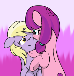 Size: 1600x1648 | Tagged: safe, artist:dinkyuniverse, dinky hooves, lily longsocks, earth pony, pony, unicorn, g4, adorable face, couple, cute, duo, female, filly, foal, lesbian, love, loving gaze, nuzzling, ship:dinkily, shipping, smiling