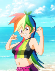 Size: 778x1000 | Tagged: safe, artist:gonzalossj3, rainbow dash, human, g4, clothes, humanized, style emulation, swimsuit