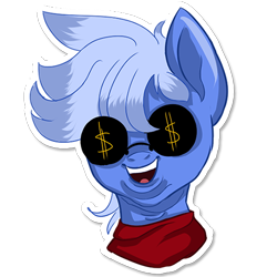 Size: 512x512 | Tagged: safe, artist:rainy105, oc, oc only, oc:daily air, pegasus, pony, bust, clothes, male, scarf, simple background, solo, sticker, sunglasses, telegram sticker, transparent background