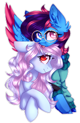 Size: 870x1340 | Tagged: safe, artist:paintpalet35, oc, oc only, earth pony, pegasus, pony, duo, female, heterochromia, lesbian, nuzzling, oc x oc, shipping, simple background, tongue out, transparent background