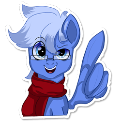 Size: 512x512 | Tagged: safe, artist:rainy105, oc, oc only, oc:daily air, pegasus, pony, bust, clothes, looking at you, male, scarf, simple background, solo, sticker, telegram sticker, transparent background, wing hands, wings