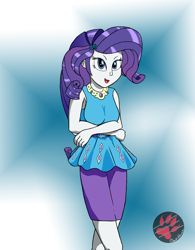Size: 2500x3200 | Tagged: safe, artist:darkprinceismyname, rarity, equestria girls, g4, clothes, dress, female, high res, open mouth, sleeveless, smiling, solo