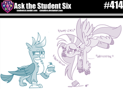 Size: 800x579 | Tagged: safe, artist:sintakhra, gallus, silverstream, classical hippogriff, griffon, hippogriff, tumblr:studentsix, :t, annoyed, cherry, cupcake, cute, descriptive noise, diastreamies, dilated pupils, dropped cake, dropped food, female, flying, food, frosting, frown, gallus is not amused, glare, jewelry, looking away, male, necklace, onomatopoeia, puppy dog eyes, sad, sadorable, simple background, spread wings, stair keychain, teary eyes, unamused, unsound effect, weapons-grade cute, white background, wings