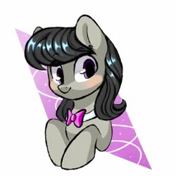 Size: 1000x1000 | Tagged: safe, artist:thieftea, octavia melody, earth pony, pony, g4, abstract background, blushing, bowtie, bust, cute, female, mare, solo, tavibetes