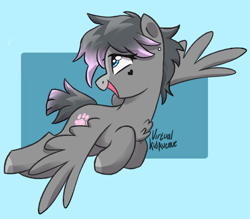 Size: 1280x1123 | Tagged: safe, artist:virtualkidavenue, oc, oc only, pegasus, pony, chest fluff, cutie mark, female, flying, heart, mare, solo, wings