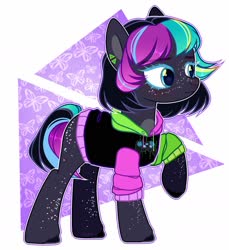 Size: 1600x1747 | Tagged: safe, artist:toffeelavender, oc, oc only, earth pony, pony, clothes, female, hoodie, mare, solo