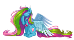 Size: 3700x2000 | Tagged: safe, artist:redheartponiesfan, oc, oc only, oc:media smile, pegasus, pony, cute, cute little fangs, fangs, female, high res, jewelry, mare, necklace, simple background, sitting, smiling, solo, spread wings, transparent background, wings