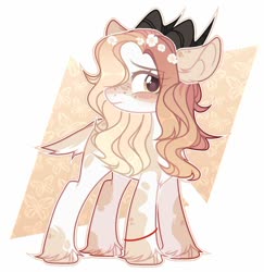 Size: 1280x1317 | Tagged: safe, artist:toffeelavender, oc, oc only, earth pony, pony, cloven hooves, deer tail, female, horns, mare, solo, unshorn fetlocks