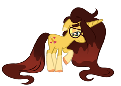 Size: 824x587 | Tagged: safe, oc, oc only, oc:ponysona, pony, unicorn, female, filly, long hair, mare, simple background, solo, transparent background, yellow