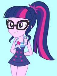 Size: 1536x2048 | Tagged: safe, artist:draymanor57, sci-twi, twilight sparkle, equestria girls, g4, clothes, one-piece swimsuit, sci-twi swimsuit, sleeveless, solo, swimsuit