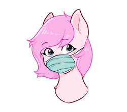 Size: 1800x1600 | Tagged: safe, artist:poofindi, oc, oc only, oc:kayla, pony, bust, commission, coronavirus, covid-19, face mask, female, mare, mask, ppe, simple background, solo, surgical mask, transparent background, ych example, your character here