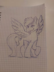 Size: 960x1280 | Tagged: safe, artist:dbleki, rainbow dash, pony, g4, female, graph paper, monochrome, solo, tongue out, traditional art