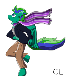 Size: 2495x2843 | Tagged: safe, artist:cyborglucario, oc, oc only, oc:gale twister, anthro, unguligrade anthro, clothes, high res, scarf, simple background, solo, transparent background