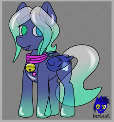 Size: 501x535 | Tagged: safe, alternate version, artist:damlanil, oc, oc only, oc:air flow, inflatable pony, original species, pegasus, pony, pooltoy pony, collar, gift art, inflatable, latex, latex suit, signature, solo, transparent