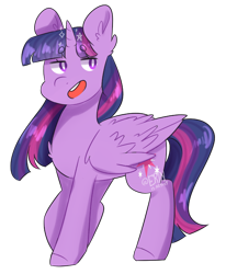 Size: 1024x1242 | Tagged: safe, artist:erinisanxious, twilight sparkle, alicorn, pony, g4, beanbrows, chest fluff, cute, ear fluff, eyebrows, female, mare, open mouth, simple background, solo, transparent background, twiabetes, twilight sparkle (alicorn)