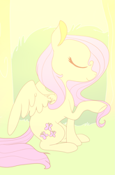 Size: 1317x2000 | Tagged: safe, artist:blynxee, fluttershy, pegasus, pony, g4, cute, eyes closed, female, mare, profile, shyabetes, sitting, solo