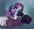 Size: 3000x2544 | Tagged: safe, artist:lilfunkman, rarity, twilight sparkle, alicorn, pony, unicorn, g4, bed, clothes, crossed horns, dress, ear piercing, earring, eye contact, fanfic art, fanfic in the description, female, high res, hoof hold, horn, horn ring, horns are touching, jewelry, lesbian, lesbian wedding, looking at each other, mare, necklace, on bed, piercing, ring, ship:rarilight, shipping, twilight sparkle (alicorn), wedding dress, wedding night, wedding ring