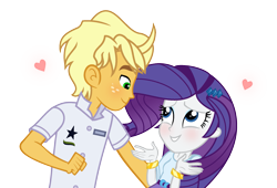 Size: 2105x1433 | Tagged: safe, artist:darbypop1, ragamuffin (g4), rarity, equestria girls, g4, blushing, female, heart, male, rarimuffin, shipping, simple background, straight, transparent background, vector