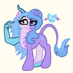 Size: 2100x2100 | Tagged: safe, artist:sjart117, oc, oc only, oc:dissocia, draconequus, original species, pony, composite, female, high res, not a hybrid, smiling, solo, split personality, unamused